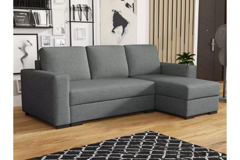 Denegal 3-personers Hjørnesovesofa - Mørkegrå - Møbler - Sofaer - Sovesofaer