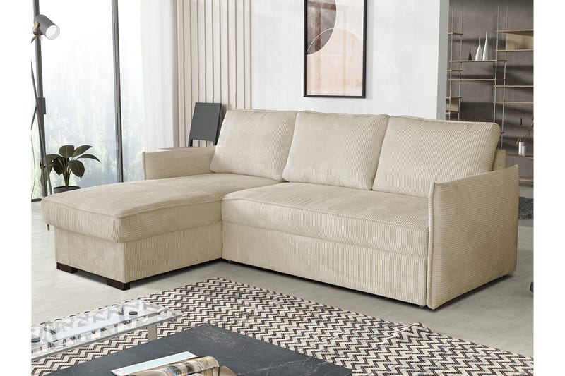 Denegal 3-personers Hjørnesovesofa - Beige - Sovesofaer - Hjørnesovesofa