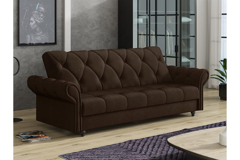 Denegal 3-personers Sovesofa - Mørkebrun - Møbler - Sofaer - Sovesofaer