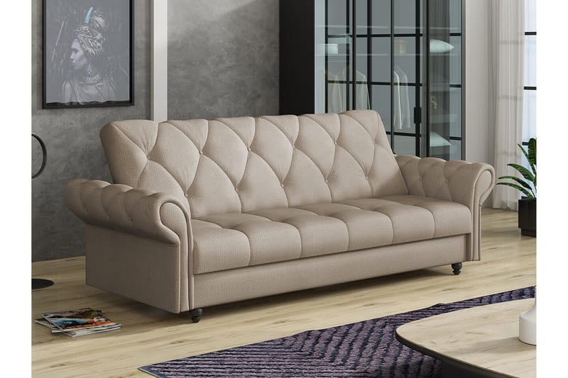 Denegal 3-personers Sovesofa - Lysebrun - Sovesofaer - 3 personers sovesofa