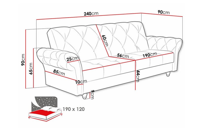 Denegal 3-personers Sovesofa - Lysegrå - Møbler - Sofaer - Sovesofaer