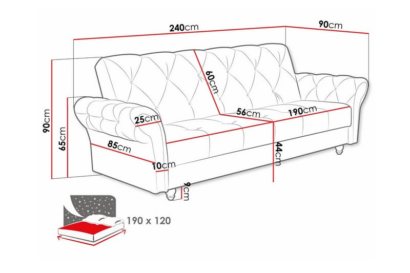 Denegal 3-personers Sovesofa - Lysegrå - Sovesofaer - 3 personers sovesofa