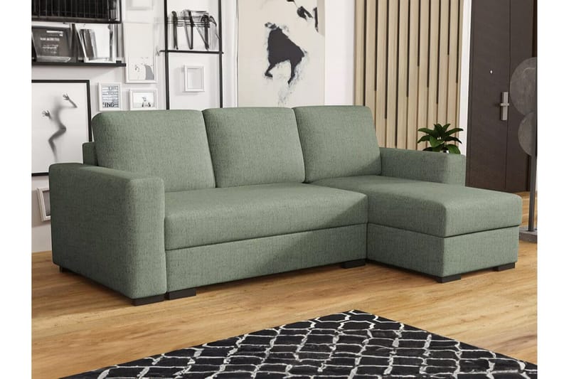 Denegal 3-personers Hjørnesovesofa - Grøn - Møbler - Sofaer - Sovesofaer