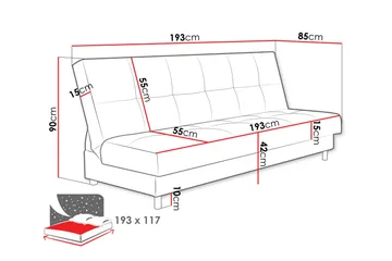 Denegal 3-personers sovesofa - Møbler - Sofaer - Sovesofaer