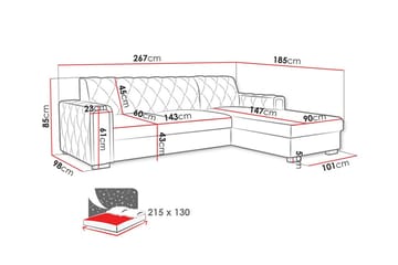 Denegal 3-personers Hjørnesovesofa - Møbler - Sofaer - Sovesofaer