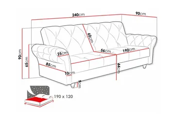 Denegal 3-personers Sovesofa - Mørkebrun - Møbler - Sofaer - Sovesofaer