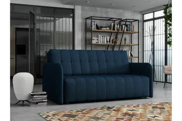 Denegal 3-personers Udtrækkelig Sovesofa 152x196 cm med Opbevaring i Stof - Blå - Møbler - Sofaer - Sovesofaer