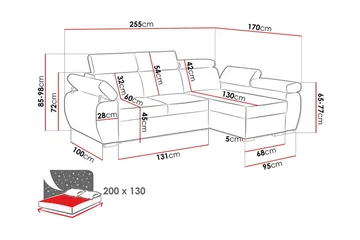 Denegal 3-personers Hjørnesovesofa - Møbler - Sofaer - Sovesofaer