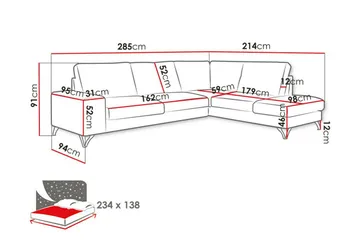 Derry 4-personers Hjørnesovesofa - Møbler - Sofaer - Sovesofaer