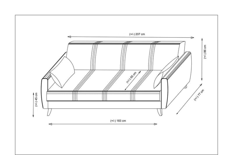 Dewan 3-personers Sovesofa 96x183 cm med Opbevaring i Stof - Terrakotta - Møbler - Sofaer - Sovesofaer