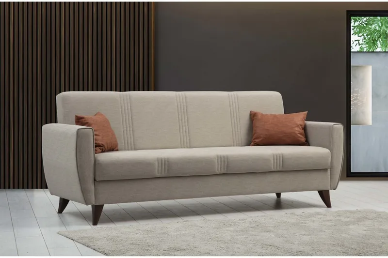 Dewan 3-personers Sovesofa 96x183 cm med Opbevaring i Hør - Beige - Møbler - Sofaer - Sovesofaer