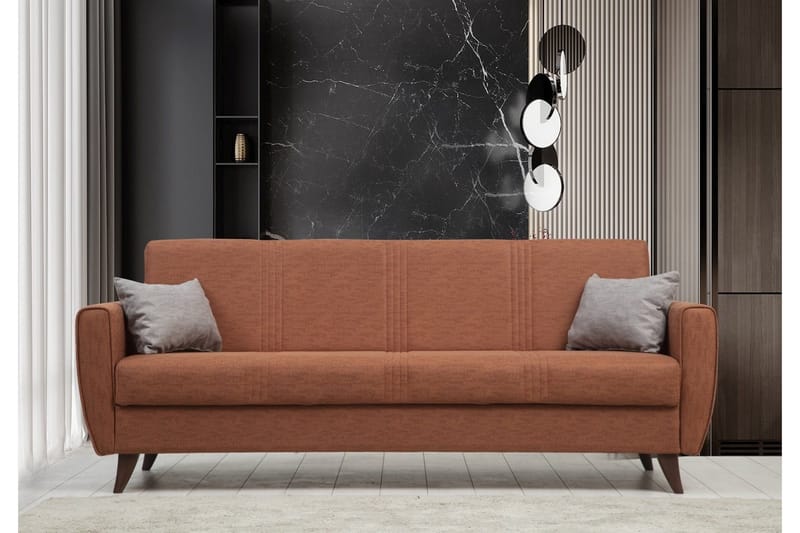 Dewan 3-personers Sovesofa 96x183 cm med Opbevaring i Stof - Terrakotta - Møbler - Sofaer - Sovesofaer