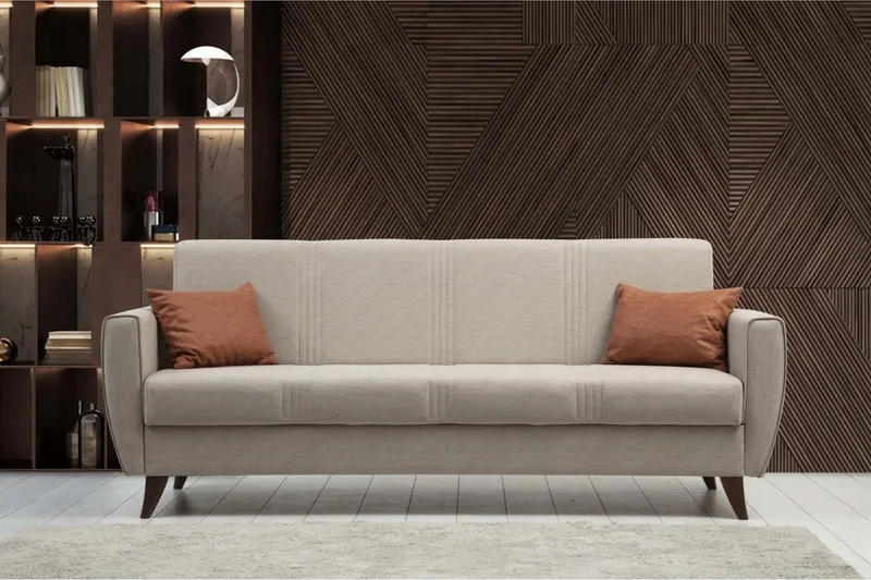 Dewan 3-personers Sovesofa 96x183 cm med Opbevaring i Hør - Beige - Møbler - Sofaer - Sovesofaer