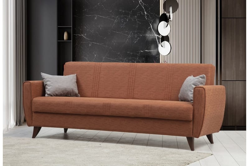 Dewan 3-personers Sovesofa 96x183 cm med Opbevaring i Stof - Terrakotta - Møbler - Sofaer - Sovesofaer