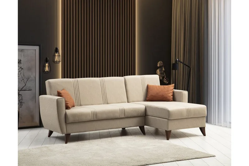 Dewan Sovesofa med Chaiselong 3-personers, Beige