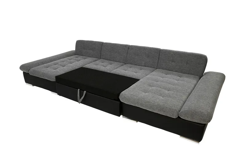Dewitt 3-personers Sovesofa i Stof og Læder - Grå - Møbler - Sofaer - Sovesofaer