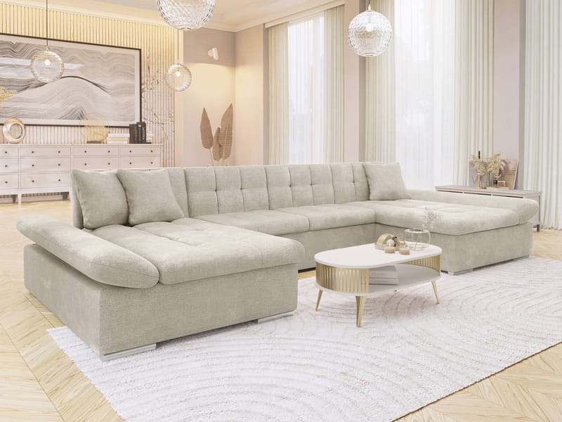 Dewitt 5-personers U-formet sovesofa - Beige - Møbler - Sofaer - Sovesofaer