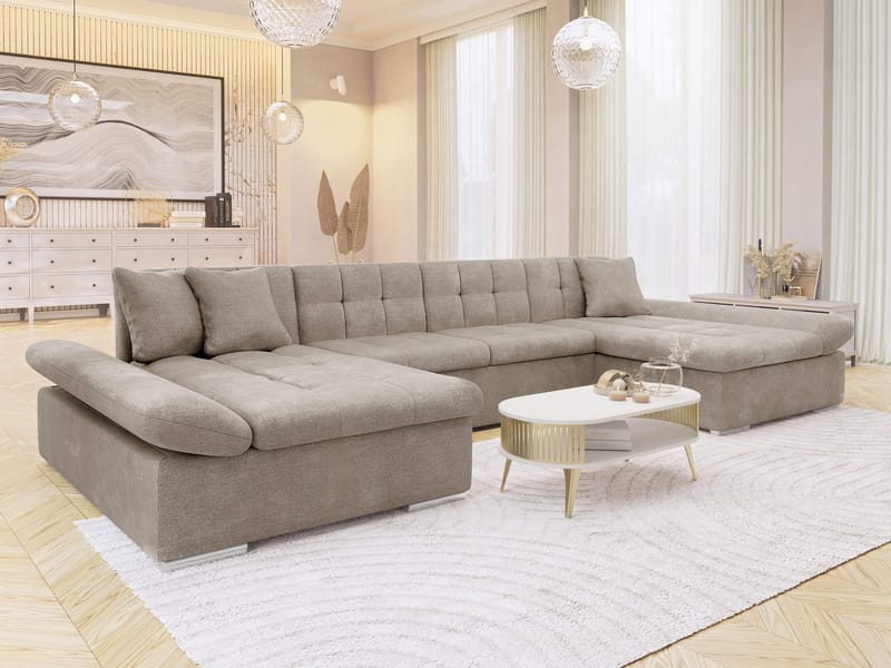 Dewitt 5-personers U-formet sovesofa - Mørk beige - Møbler - Sofaer - Sovesofaer