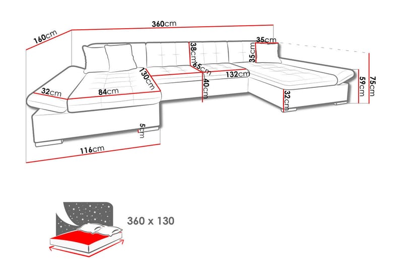Dewitt Sovesofa m. To Chaiselonger - Møbler - Sofaer - Sovesofaer