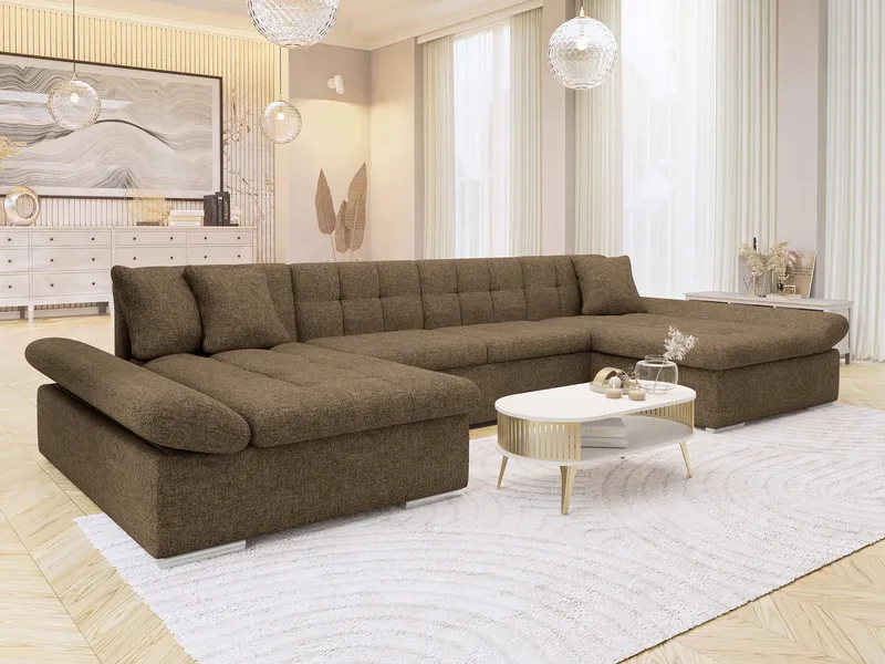 Dewitt Sovesofa med dobbelt chaiselong 5-personers - Brun - Møbler - Sofaer - Sovesofaer