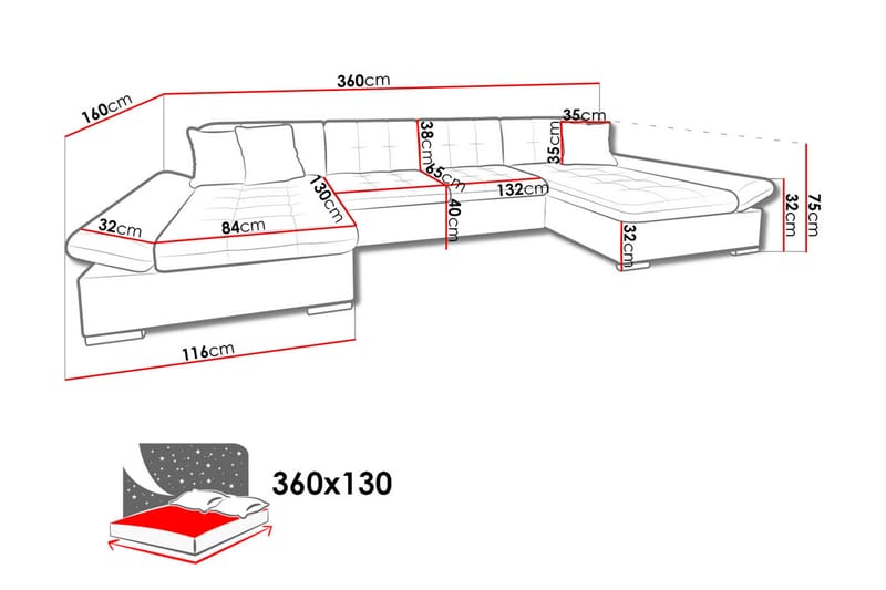 Dewitt U-sovesofa - Sovesofaer - Lædersofaer - U sovesofa - Sovesofa chaiselong