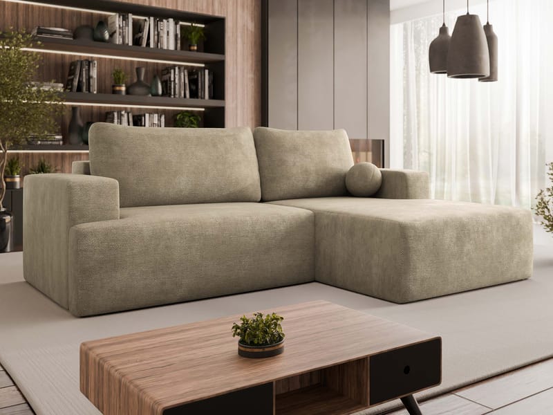Deylor 3-personers sovesofa med chaiselong - beige - Møbler - Sofaer - Sovesofaer
