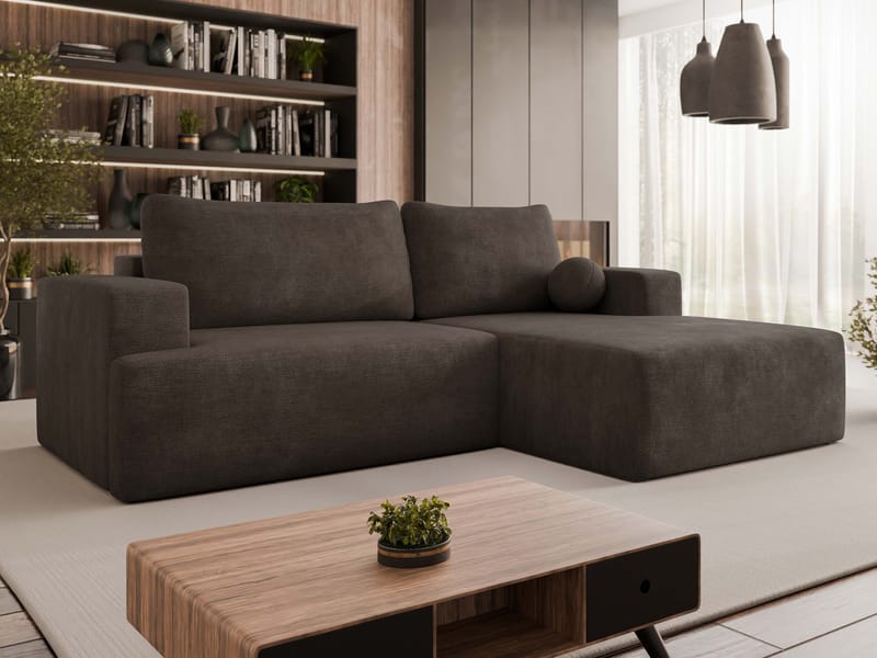 Deylor 3-personers sovesofa med chaiselong - brun - Møbler - Sofaer - Sovesofaer