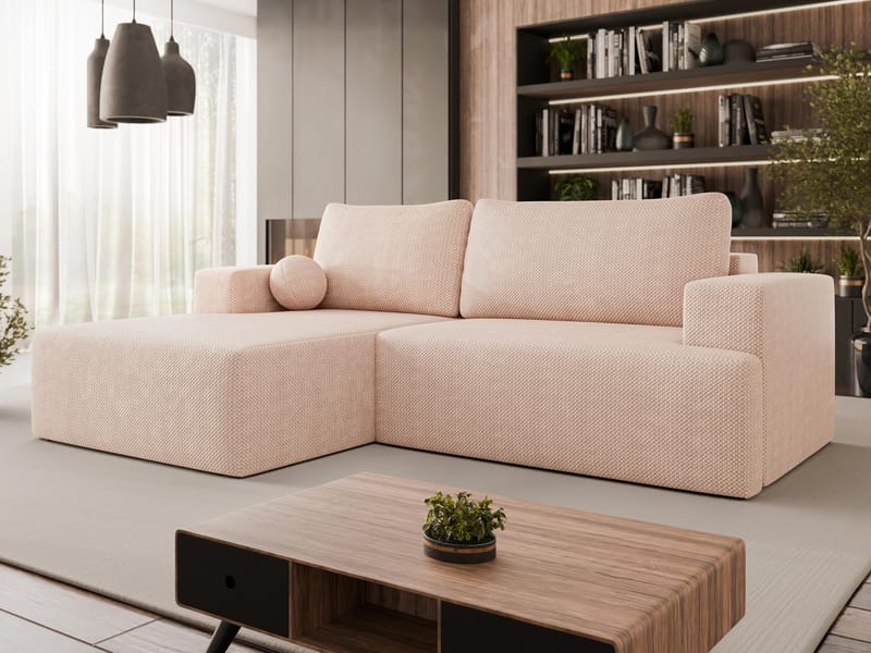 Deylor Sovesofa med chaiselong 3-personers - Rosa - Møbler - Sofaer - Sovesofaer