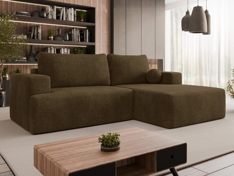 Deylor Sovesofa med chaiselong 3-personers - Brun - Møbler - Sofaer - Sovesofaer