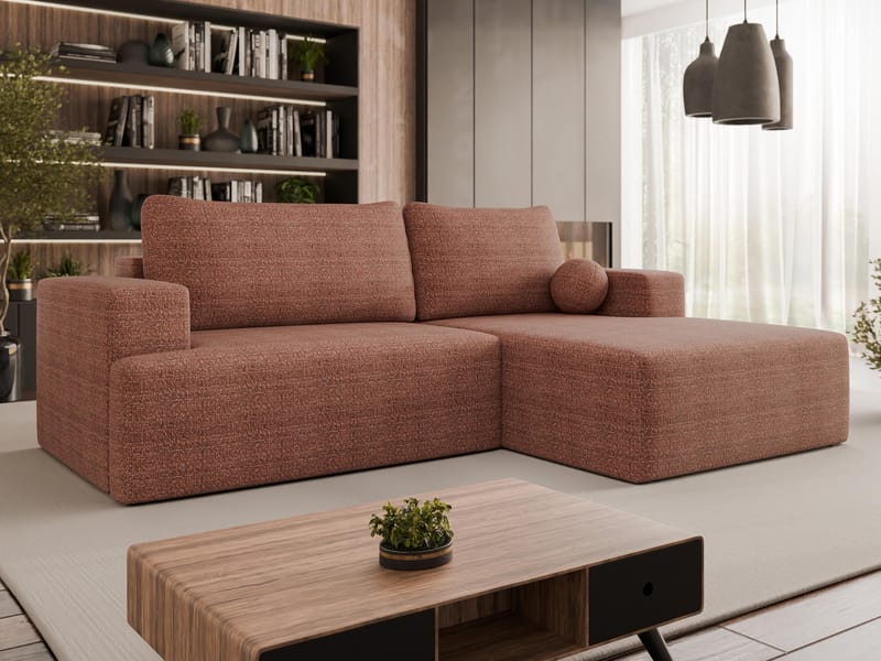 Deylor Sovesofa med chaiselong 3-personers - Rosa - Møbler - Sofaer - Sovesofaer
