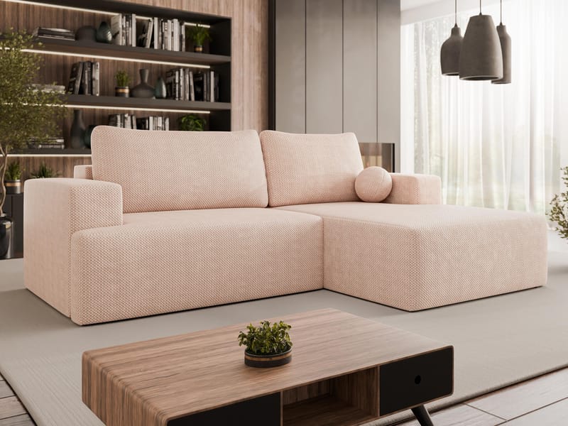 Deylor Sovesofa med chaiselong 3-personers - Rosa - Møbler - Sofaer - Sovesofaer