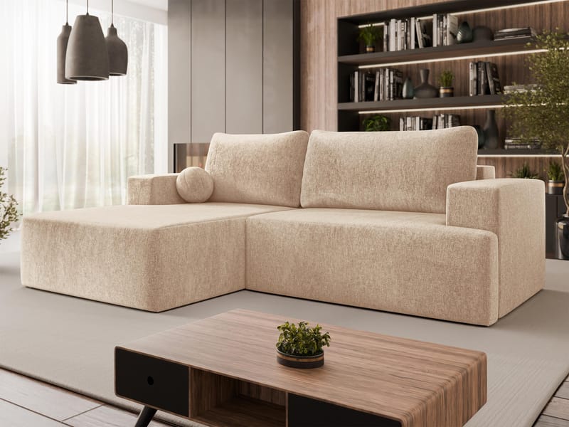 Deylor Sovesofa med chaiselong 3-personers - Beige - Møbler - Sofaer - Sovesofaer