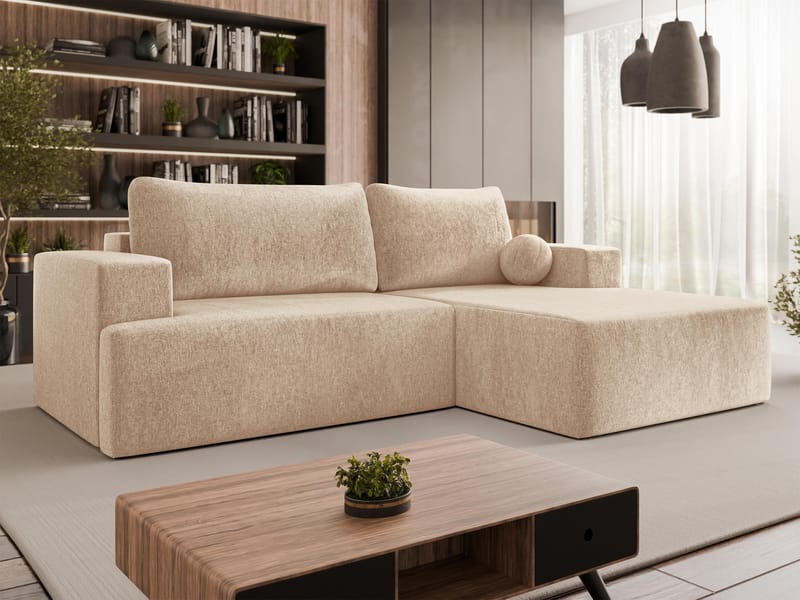 Deylor Sovesofa med chaiselong 3-personers - Beige - Møbler - Sofaer - Sovesofaer
