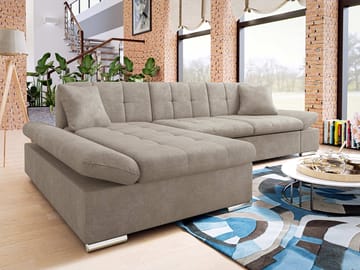 Djerra 4-personers sovesofa med chaiselong til venstre - Mørk beige - Møbler - Sofaer - Sovesofaer