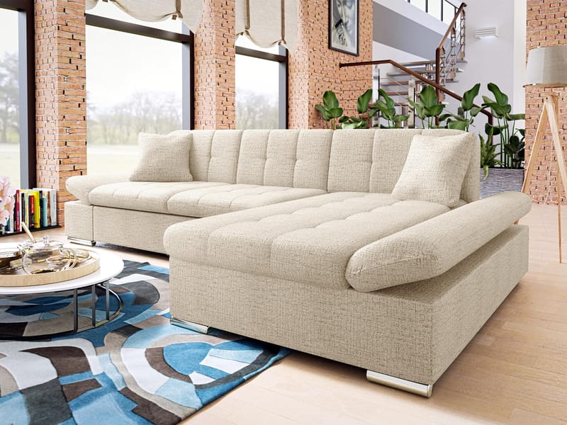 Djerra 4-personers sovesofa med chaiselong til højre - Lys beige - Møbler - Sofaer - Sovesofaer