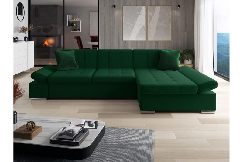 Djerra Sovesofa Med 3-Personers Divan - Grøn - Møbler - Sofaer - Sovesofaer