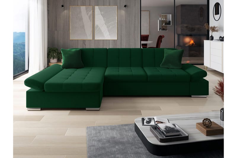 Djerra Sovesofa Med 3-Personers Divan - Grøn - Møbler - Sofaer - Sovesofaer