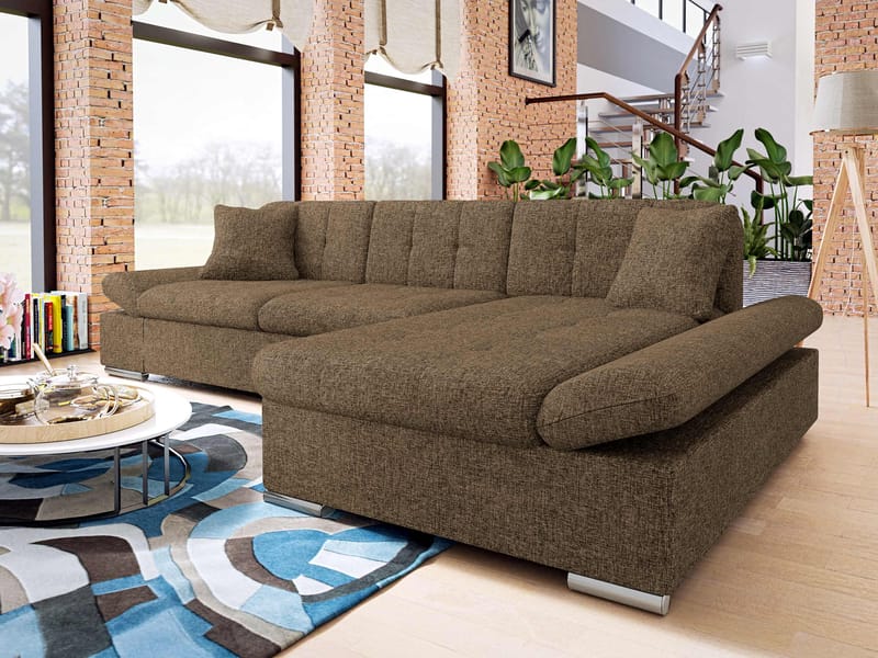Djerra Sovesofa med chaiselong 3-personers - Brun - Møbler - Sofaer - Sovesofaer