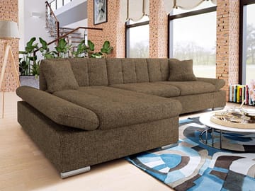 Djerra Sovesofa med chaiselong 3-personers - Brun - Møbler - Sofaer - Sovesofaer