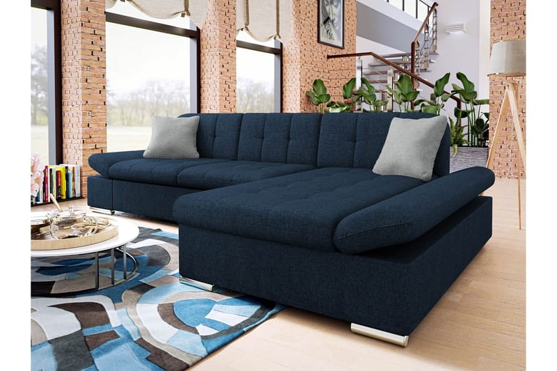 Djerra Sovesofa med Divan 3-personers - Marineblå - Møbler - Sofaer - Sovesofaer