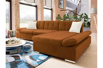 Djerra Sovesofa med Divan 3-personers - Orange - Møbler - Sofaer - Sovesofaer