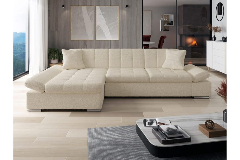 Djerra Sovesofa med Divan 3-personers - Beige - Møbler - Sofaer - Sovesofaer