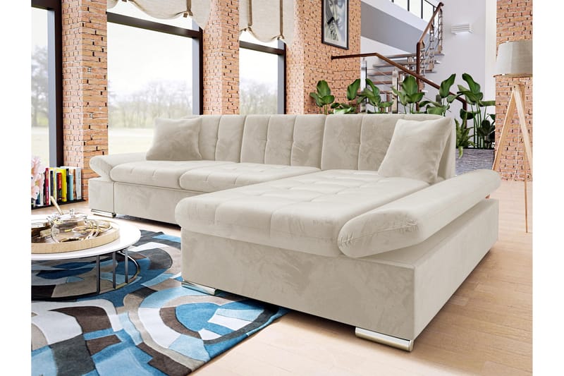 Djerra Sovesofa med Divan 3-personers - Beige - Møbler - Sofaer - Sovesofaer