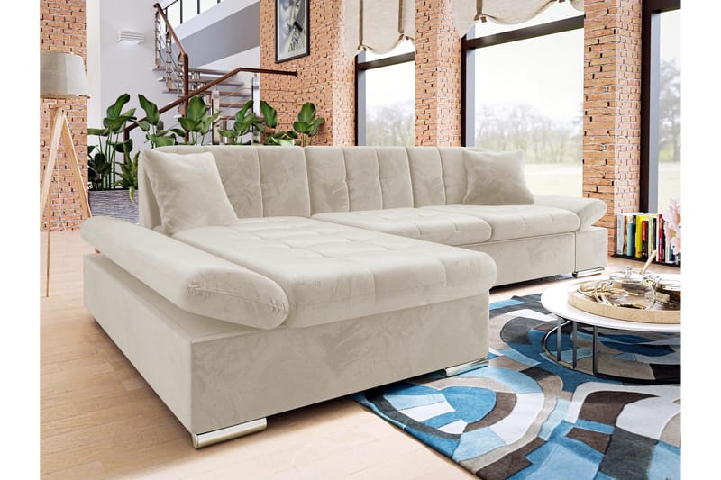 Djerra Sovesofa med Divan 3-personers - Beige - Møbler - Sofaer - Sovesofaer
