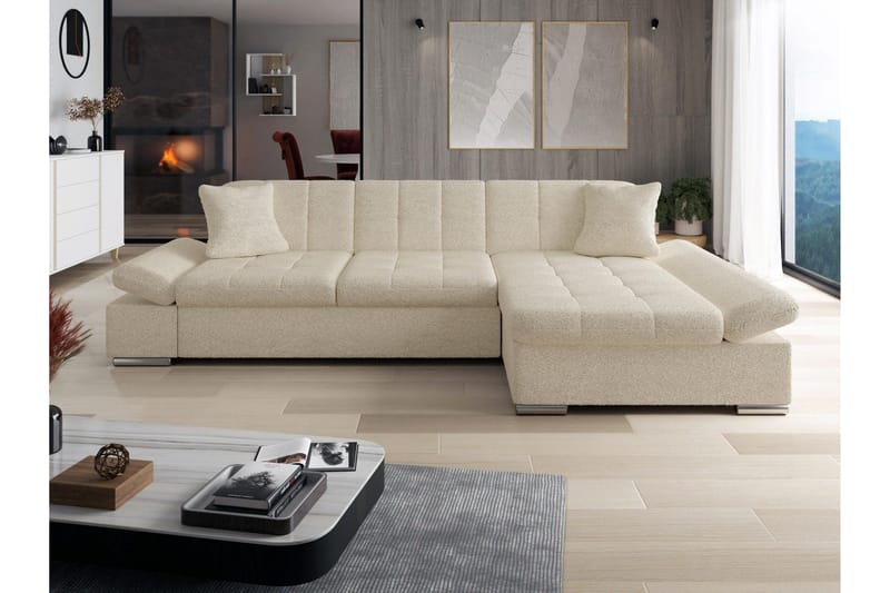 Djerra Sovesofa med Divan 3-personers - Beige - Møbler - Sofaer - Sovesofaer