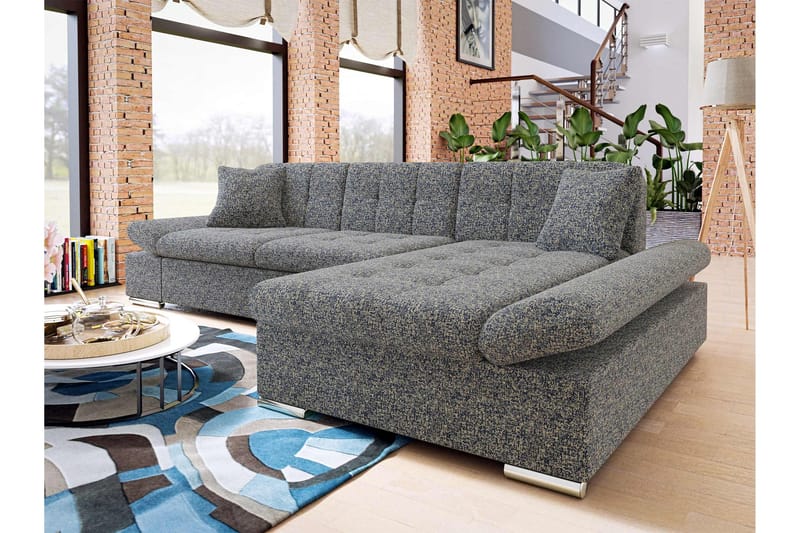 Djerra Sovesofa med Divan 3-personers - Marineblå - Møbler - Sofaer - Sovesofaer