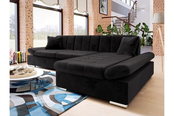 Djerra Sovesofa med Divan 3-personers - Sort - Møbler - Sofaer - Sovesofaer