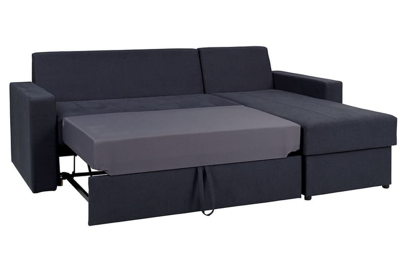 Domino 3-personers Hjørnesofa L-formet Udtrækkelig 140x200 cm med Opbevaring i Stof - Grå - Møbler - Sofaer - Sovesofaer