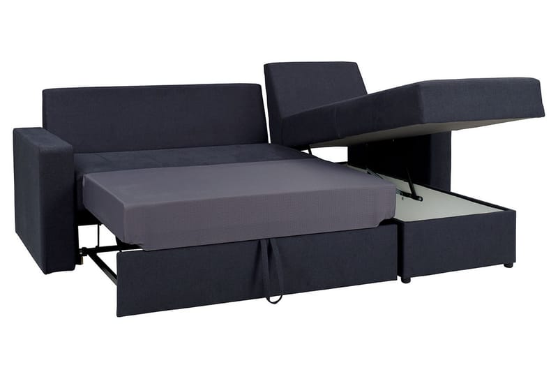 Domino 3-personers Hjørnesofa L-formet Udtrækkelig 140x200 cm med Opbevaring i Stof - Grå - Møbler - Sofaer - Sovesofaer