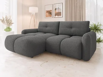 Durven 3-personers Venstre Sovesofa med Opbevaring i Bouclé - Grå - Møbler - Sofaer - Sovesofaer